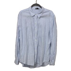 Lord & Taylor XL Light Blue Casual Linen Button Down Shirt